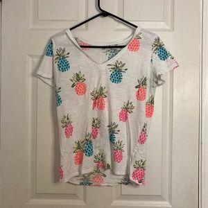 Merona Pink & Blue V-Neck Graphic Tee